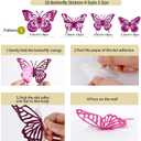 SHENGSEN 3D Butterfly Wall Decor - 72 PCS,Purple Butterfly Decorations for Birthday Cake,Wall Room Decor4 Styles 3 Size