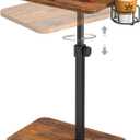 Giikin TV Tray Table, 360 Swivel Height Adjustable TV Trays for Eating on Couch,Sofa Armrest Side Table for Small Spaces Sofa Bed Dinner, Rustic Brown