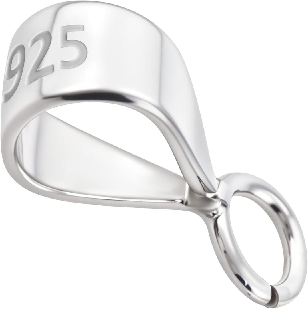 1 Pcs Pendant Clasp for Necklace, Necklace Pendant Clasp, 925 Sterling Silver Jewelry Making Supplies, Bails for Jewelry Making, Bracelet (Silver, Lateral Open Ring)