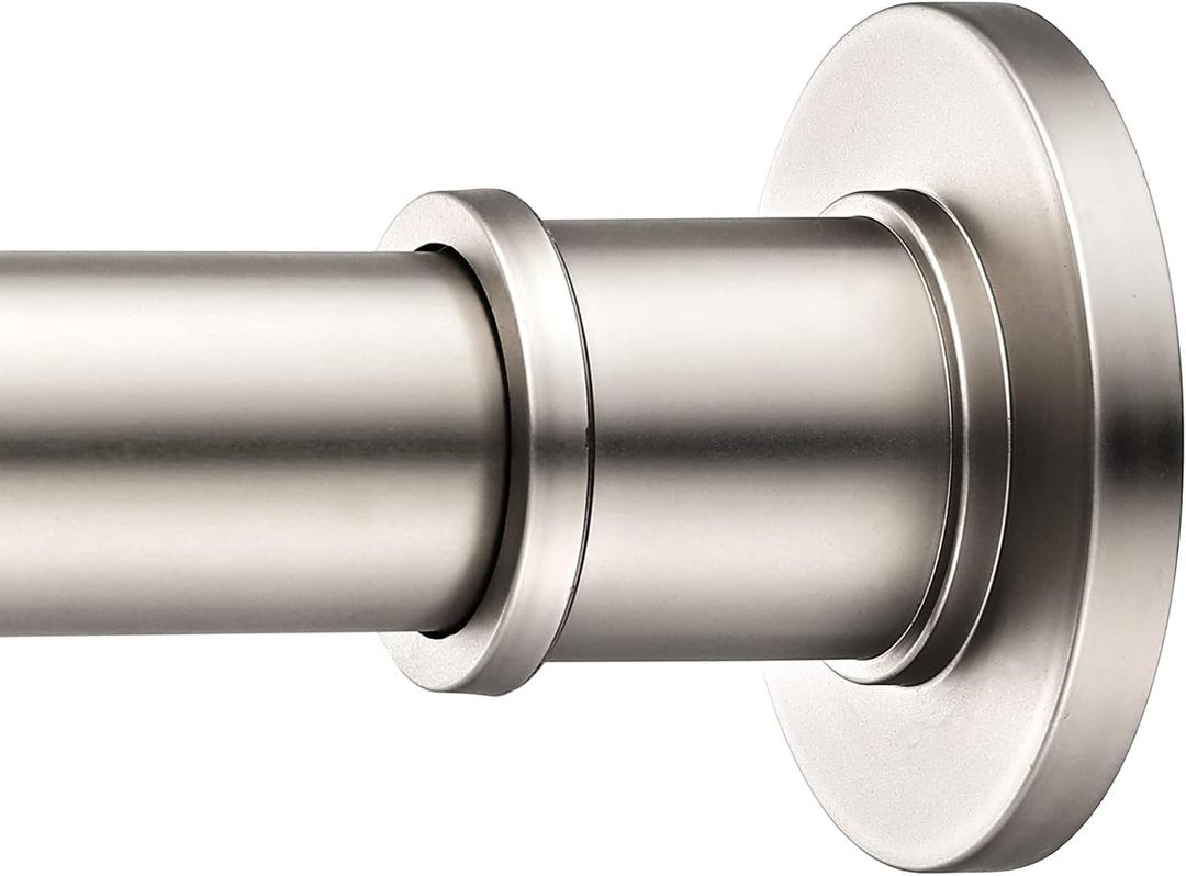 BRIOFOX Industrial Shower Curtain Rod - Spring Tension Shower Rod 43-72 Inch Tension Curtain Rod for Window or Bathroom, Satin Nickel