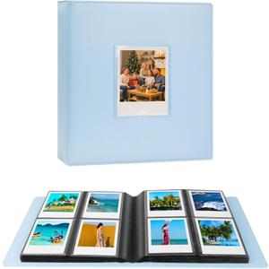 256 Pockets Large Photo Album for Polaroid i-Type/600/SX-70 Instant Photos, 3.5x4.25 Picture Book Fits Fujifilm Instax Wide 400/300 Film, Blue