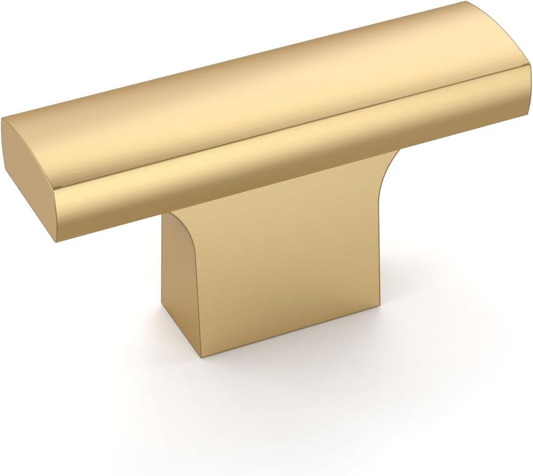 Amerdeco 10 Pack Champagne Bronze Cabinet Knobs 2 Inch (50MM) Single Hole Cabinet Pulls Kitchen Cabinet Knobs Drawer Knobs T Bar ZH0026