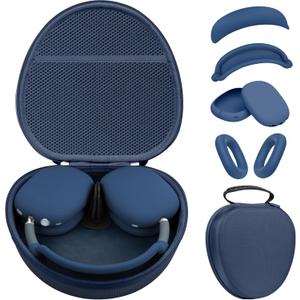 Smart Case for Apple AirPods Max Supports Sleep Mode, with Ear Pad Case Cover/Ear Cups Cover/Headband Cover Silicone Accessories for AirPods Max Headphones,Hard Portable Carry Travel Storage Bag, Blue