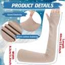 3 Pairs Sun Protection Arm Sleeves 23.6 Inch Long Fingerless Gloves for Women Cotton Arm Wrist Warmer with Thumb Hole
