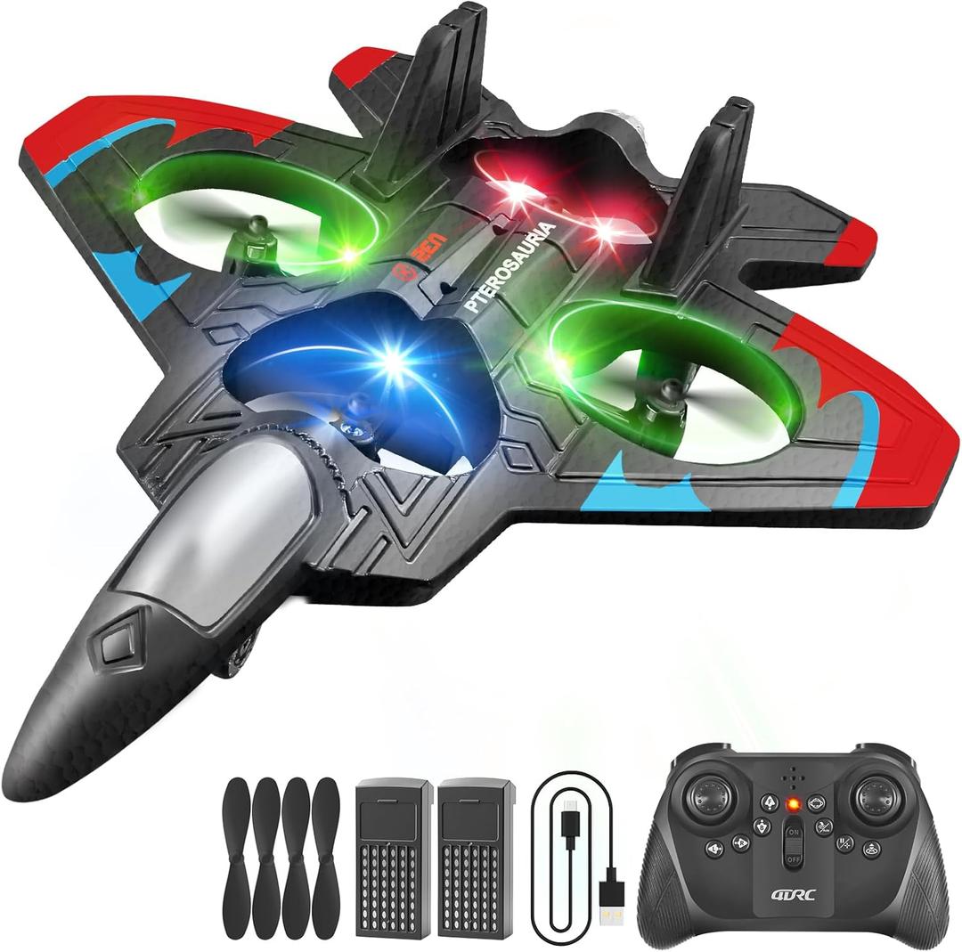 4DRC V32 Foam RC Planes Remote Control Airplanes for Kids Adults 8-16, RC Airplane Drone Helicopter with Light, 360 Flip Fighter Jet Toys, Stunt Roll, Airplane Toy Gifts for Kids Adults Beginners