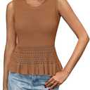 Saodimallsu Womens Crochet Crop Tank Tops Sleeveless Crew Neck Ruffle Summer Boho Knit Sweater Vest, XL