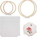 4 Set Embroidery Fabric with Frame Kit Including 4 Embroidery Hoops and 4 Pre-Cut White Cotton Needlework Cloth Fabric, 2 Sizes Cross Stitch Set for DIY Craft Sewing Ornaments