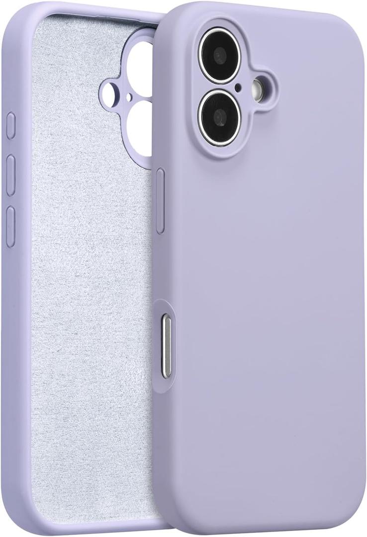 for iPhone 17 Case Silicone,with [Full Camera Protection][Soft Anti-Scratch Microfiber Lining],Liquid Silicone Ultra Slim Shockproof Phone Case for Men Women Girls-Lilac