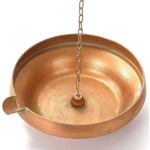 Rain Chain Anchoring Basin, Hand Hammered Bowl for Rain Chain Downspout Gutters, Rain Chain Anchor with S-Hook, Heavy Duty Metal Rain Chain Basin of Chain Display for Outdoor, 12.9" Diameter, 4" High (Antique Copper)