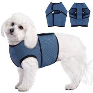 BRKURLEG Dog Anxiety Shirt, Adjustable Anxiety Vest Jacket for Small Medium Large Dogs,Dog Calming Shirt for Thunderstorms, Fireworks, Training & Separation Relief, Lakeblue, M