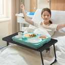 Adjustable Overbed Bedside Table, Hospital Bed Table with Wheels, Portable Rolling Desk, Mobile Small Standing Desk, Rolling Laptop Stand, Computer Cart (23.62inch)