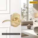 EHOMEWARE 1 Pack Gold Door Knob, Interior Door Handle, Bedroom Door Knobs with Lock, Keyless Privacy Door Knob, Bathroom Door Knob, Wave Style Lever Door Handle, Reversible for Left/Right Sided Doors