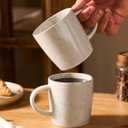 famiware Coffee Mugs Set of 6, Meteor 13 oz Ceramic Mug Cup Set with Handle for Coffee, Tea, Cappuccino, Latte, Milk, Creamy White
