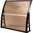 116 inch / 78 inch / 39 inch Window Awning Outdoor Polycarbonate Hollow Sheet Door Patio Canopy (Dark Brown Canopy + Black Bracket, 40''x 120'')