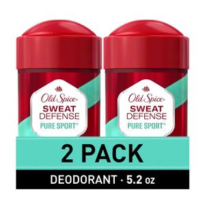 Old Spice Sweat Defense Antiperspirant & Deodorant for Men, 24/7 Ultimate Sweat Protection, Long Lasting Scent, Soft Solid, Pure Sport Scent, 2.6 oz (Pack of 2)