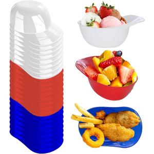 18 Pack Plastic Baseball Helmet Bowl, Mini Ice Cream Dessert Baseball Cap Bowls,8 oz Baseball Cap Bowls, Party Snack Cups for Birthday Party Supplies(Red, Blue, and White)