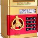 GuDoQi Piggy Bank for Boys Electronic Coin Money Bank Toy for 3 4 5 6 7 8 9 10 Year Old Children, Mini ATM Cash Coin Saving Box for Birthday Gifts Kids Age 3-10, Gold