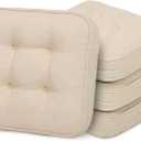 GOFORIT Chair Cushions Set of 4,Tufted Shredded Memory Foam Chair Pads, Non-Slip Seat Cushions with Removable Cover, 16'' x 16'', 4 Pack,Beige, 16''x16''x3.5''