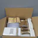 Goodluck 350 Piece Gold Plastic Dinnerware Set for 50 Guests, Fancy Disposable Plates, Include: 100 Gold Rim Plastic Plates, 150 Silverwares, 50 Pre Rolled Napkins, 50 Cups for Party, Wedding