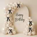 Pearl White Sand Balloon Garland Arch Kit 153 Pcs Garland Balloon Bow Pearl Sticker Party Decor for Wedding Bridal Engagement Coquette Birthday Party Decorations