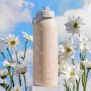 Ello Pop & Fill 22oz Stainless Steel Water Bottle with Quick Fill Technology, Double Walled and Vacuum Insulated Metal, Leak Proof Locking Lid, Sip and Chug, Reusable, BPA Free, Gloss Daisies