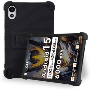 Case for Blackview ZENO 1 8-Inch Tablet Shockproof Silicone Protective Cover with Kickstand, Drop-Resistant Business Style (Black)