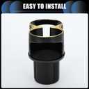Cup Holder, 2.36" Car Center Console Armrest Add-On Cup Holder Plastic Carbon Fiber Pattern Black Gold Tone, 1 Pc