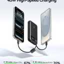 Baseus 20000mAh Compact Portable Charger 45W, CCC Certified Power Bank Built-in USB-C Cables, Travel Essential PD Fast Charging Battery Pack for iPhone 17/16 Series Galaxy S25/S24 Ultra Google iPad