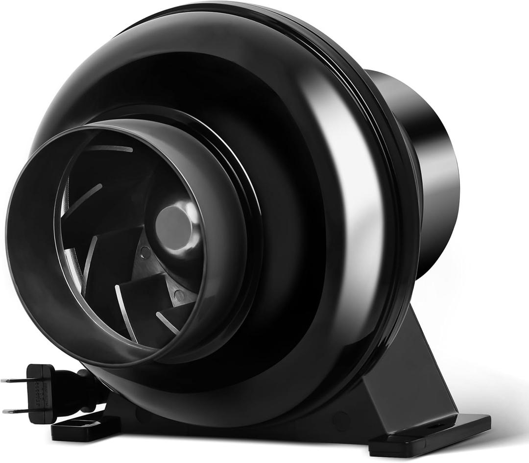 iPower 4 Inch 195 CFM Inline Duct Exhaust Fan Air Vent Booster Ventiliation Blower for Grow Tent, Attic, HVAC, Basements or Kitchens, Low Noise, Black