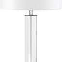 Harlow 29" Tall Table Lamp with Fabric Shade in Clear Glass/Polished Nickel/White
