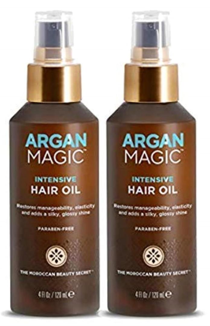 Argan Magic Intensive Hair Oil | Restores Manageability and Elasticity - Adds Shine and Gloss | Controls Frizz | Made in USA, Paraben Free, Cruelty Free (4 oz / 2 Pack)
