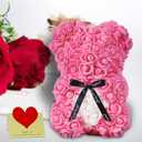 Double Couple Gift for Mom Women-Rose Cute Bear - Rose Adorable Teddy Artificial Bear - Best Gift for Valentines Day, Mothers Day, Anniversary, Birthdays- Clear Gift Box Included!10 Inches Tall