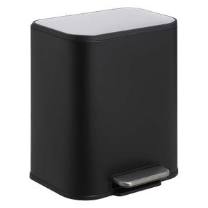 Takywep Kitchen Trash Can, 20L/5.3 Gal Stainless Steel Pedal Garbage Can with Soft Close Lid & Removable Inner Bucket, Rectangular Waste Bin Wastebasket for Kitchen Office Bedroom Bathroom, Black