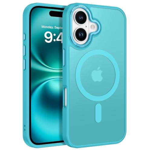 BENTOBEN Compatible with iPhone 16 Plus Case for Magnetic iPhone 16 Plus Phone Case [Compatible with Magsafe] Slim Translucent Matte Shockproof Bumper Drop Protection Women Boy Cover, Teal Blue