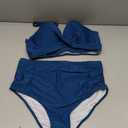Yonique Women Underwire Bikini Set High Waisted Tummy Control Swimsuit 2 Piece Push Up Bathing Suit (Blue, XL)