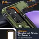 2 x WRJ for Samsung Galaxy S25 Plus/S24 Plus Case with Slide Camera Cover and Screen Protector, Military Grade Protection [Rotated Kickstand] Heavy Duty Shockproof Protective Cover-Olive Green
