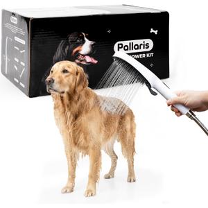 Dog Shower Attachment with 4 Spray Modes, 6.5ft Stainless Steel Hose & Metal Diverter  Easy-Install Kit with Grooming Gloves and Absorbent Microfiber Pet Towel  Indoor/Outdoor Use