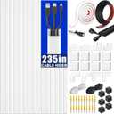 Cord Hider Self-Adhesive 235in(15x L15.7) Cord Covers for Wall Mounted TV Wires on Wall Cable Hider Wall Kit Cable Management Organizer with 78in Wall Cord Hider 6ft Floor Cord Cover-White