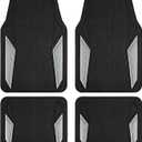 PIC AUTO Rubber Floor Mats, Silver Aluminum Film with Colorful Piping Floor Mats for Cars, Car Mats with Non-Slip Backing, All-Weather Protection, Trim-to-Fit Liner for Cars, SUVs, Trucks, Vehicles