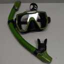 Snorkel Set Adults Snorkeling Gear Anti-Leak and Anti-Fog Tempered Glass Lens Panoramic View Swim Mask Dry Top Snorkel Kit for Snorkeling Scuba Diving Swimming Travel with Carry Bag (Army Green+Black)