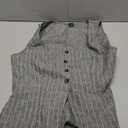 Floerns Women's Elegant Striped Tank Top Button Down Square Neck Business Casual Blouse Top