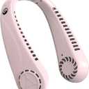 Portable Bladeless Hanging Neck Fans with Screen Display and 5 Speeds Levels, USB Rechargeable, 360 Cooling Wearable Personal Fan for Work Travel Sport Outdoor (Pink)