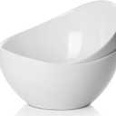 Samsle Porcelain Large Serving Bowl Set (9 inch),48 Oz Big Salad bowls, Large Serving Dishes for Entertaining, Party Dinner,Side Dishes, Oval Shape, Microwave & Dishwasher Safe,Set of 2, White