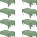 BRILLMAX 8 Pack Sage Green Tablecloths for 6 Foot Rectangle Tables 60 x 102 Inch - 6ft Rectangular Bulk Linen Polyester Fabric Washable Cloth Cover for Wedding Reception Banquet Birthday Party