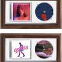 2 PCS CD Music Frame 12.6'' X 6.7'' Wooden Disc Display Frame with White EVA Foam, Wall Mount&Tabletop Double Groove Signed CD Display Frame for Music Enthusiast