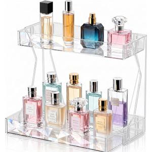 Perfume Organizer for Vanity, Premium Clear Acrylic Makeup Organizer Countertop with Non-Slip Trays, Easy 30-Second Assembly, Holds 1216 Bottles for Bathroom & Dresser (Crystal Clear)