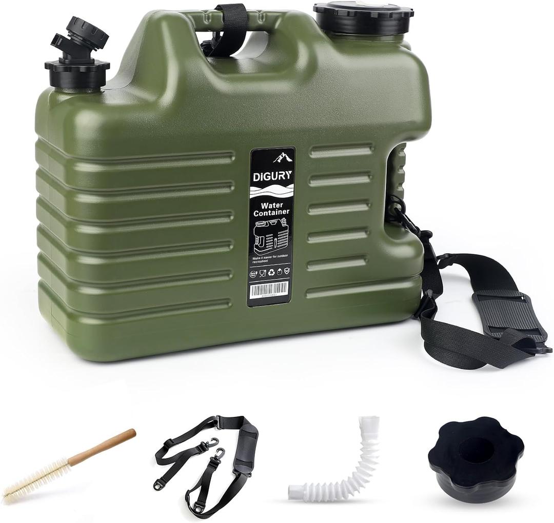 5 Gallon Water Jug, Camping Water Container BPA Free Water Storage with Spigot No Leakage Portable Emergency Water Tank for Outdoor Hiking Camping Picnic Supplies (640 Ounces)