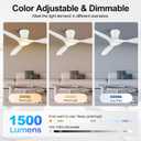 ocioc 52 Inch White Ceiling Fans with Lights and Remote