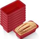 Willinglong 8 Pcs Silicone Mini Loaf Pan Silicone Bread Loaf Pan Rectangle Baking Molds Non Stick for Mini Cake, Homemade, Bread and Meatloaf, Red 6.1 x 3.3 x 1.8 Inch