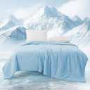 MASVIS Cooling Blankets for Hot Sleepers, Luxury Lightweight Cozy Soft Throw for Night Sweats Double Sided Breathable Blanket for Bed Couch Sofa, Q-Max 0.4 Cold Tech Ice Blanket, Queen (90"x90"), Blue